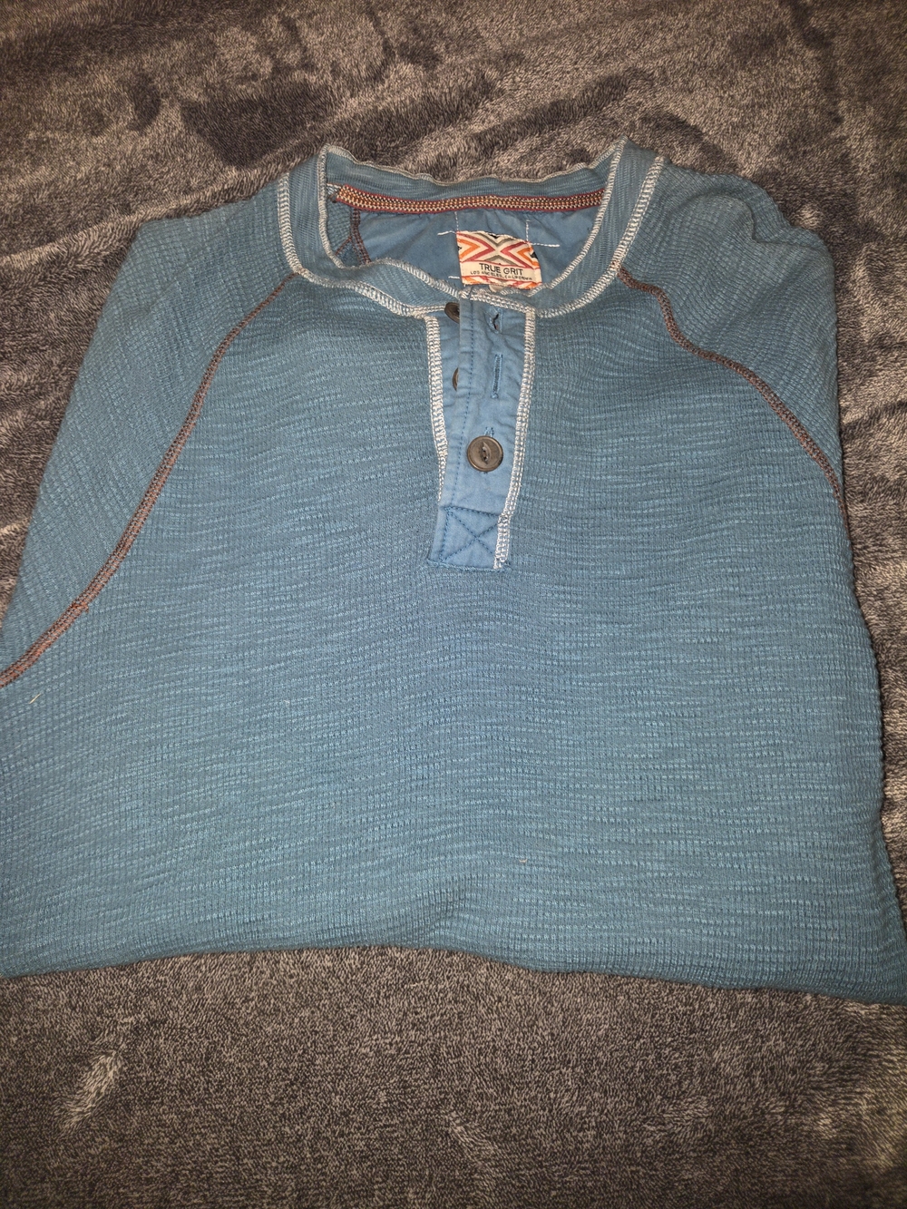 True Grit Teal Long Sleeve Henley